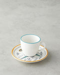 Zelia Bone Porcelain 4 Pieces 2 Seater Coffee Cup Set 90 ml Colorful