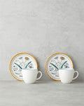 Zelia Bone Porcelain 4 Pieces 2 Seater Coffee Cup Set 90 ml Colorful